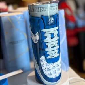Blue and White TSU sneaker tumbler